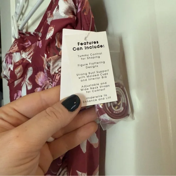 Athena Tummy Control Floral Twist Bandeau One Piece Swimsuit Womens Size 8 - Picture 8 of 10